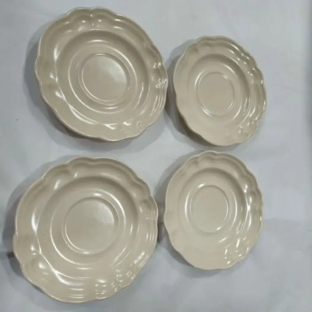 Gibson Housewares Cream Scalloped Saucers Set of 4